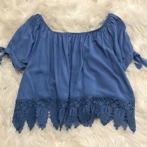 Off The Shoulder Lace Crop Top